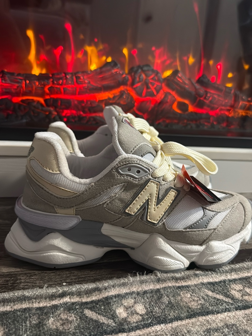 New Balance Kids Gray & Cream Sneakers